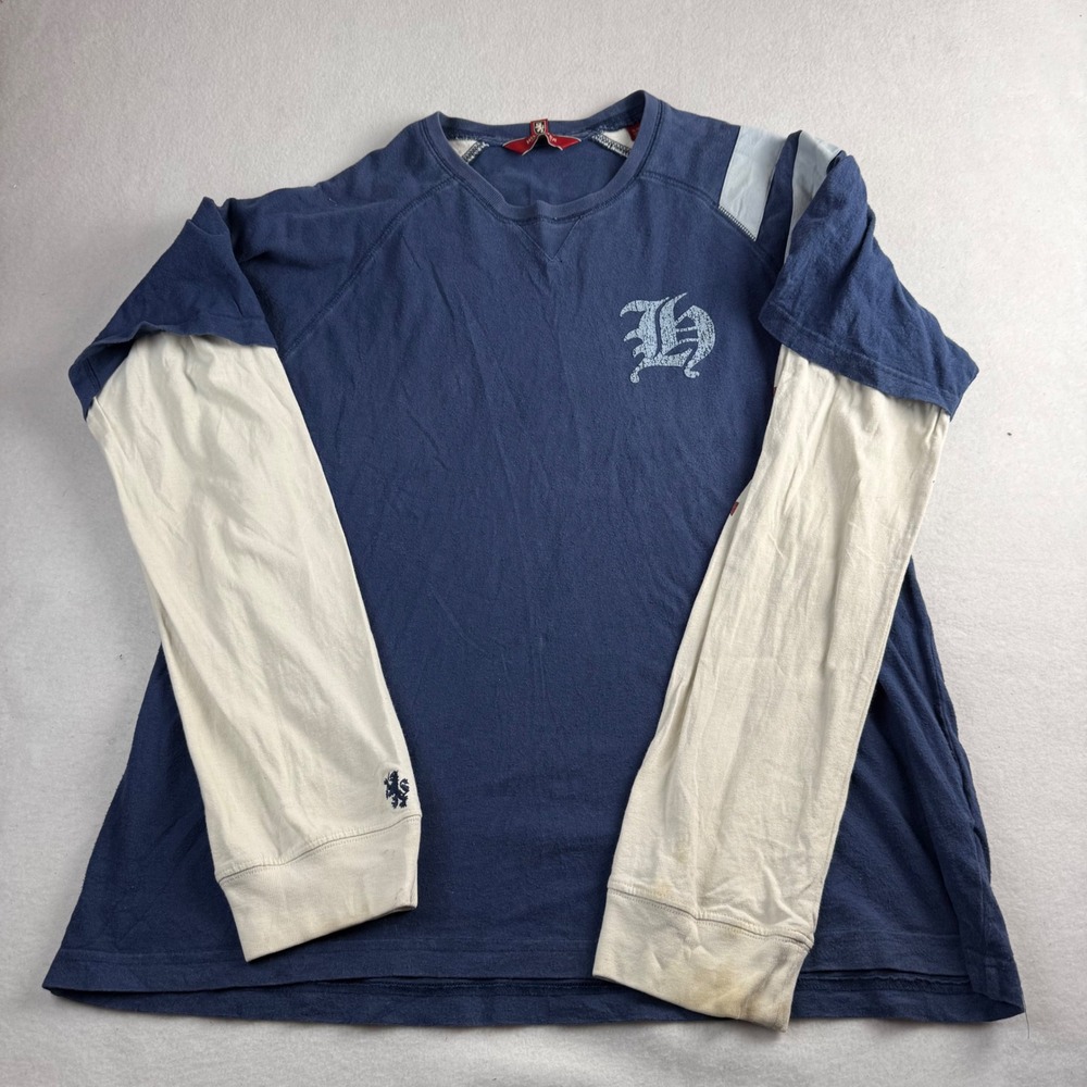 Tommy Hilfiger Red Label Denim Layered Long Sleeve Shirt Blue XL Distressed